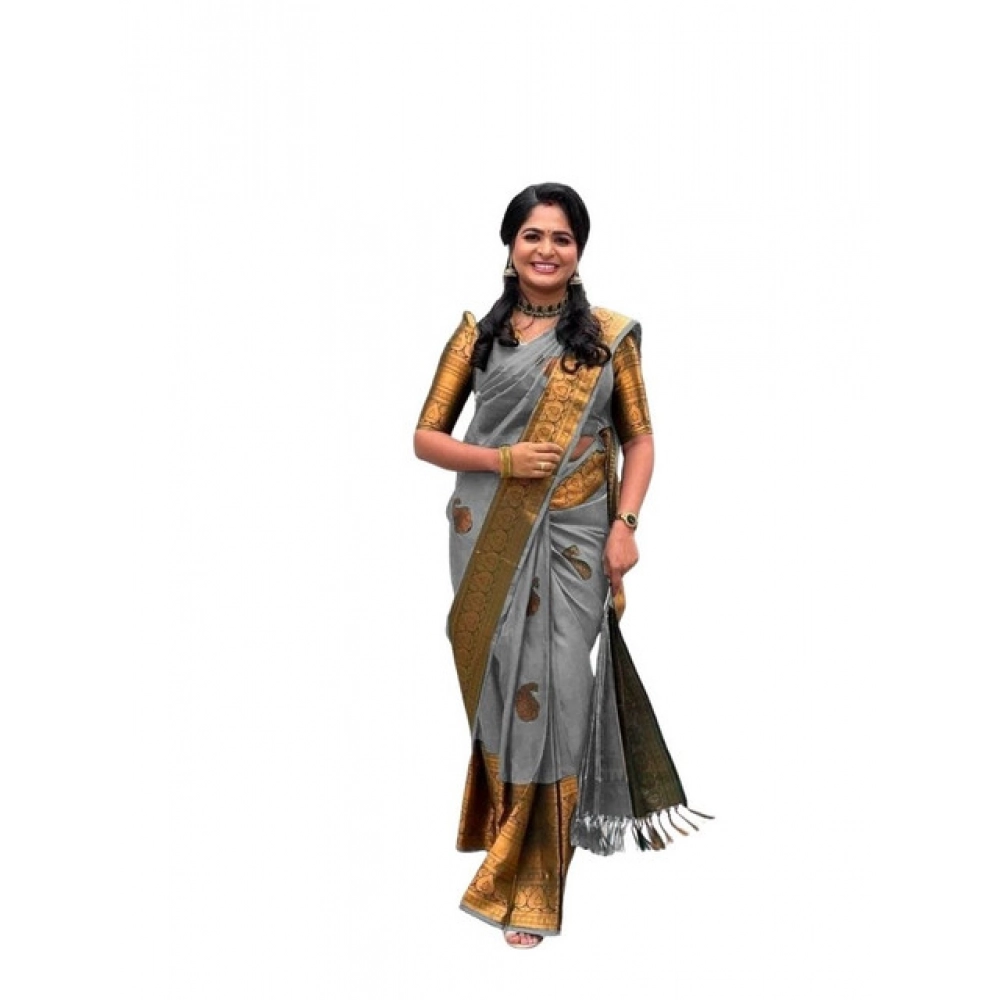PID-63603-Women-s-Soft-Lichi-Silk-Printed-Saree-With-Unstitched-Blouse-5-5-Mtr-Grey-1-1000x1000-1.webp Women's Soft Lichi Silk Printed Saree With Unstitched Blouse 5.5Mtr (Grey) - Image 1