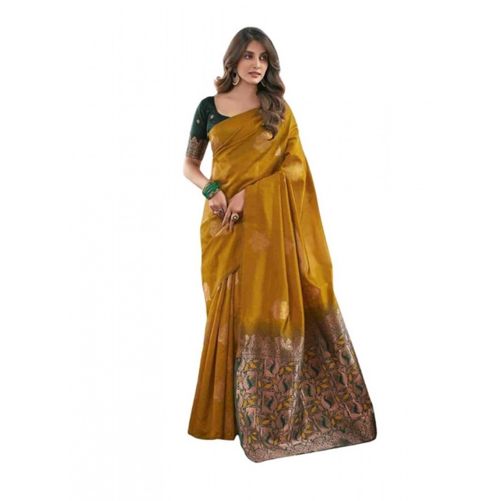 PID-63678-Women-s-Soft-Lichi-Silk-Printed-Saree-With-Unstitched-Blouse-5-5-Mtr-Mustard-1-1000x1000-1.webp Women's Soft Lichi Silk Printed Saree With Unstitched Blouse 5.5Mtr (Mustard ) - Image 1