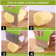 Pack Of_5 Wave Shape Stainless Steel Potato Cutter And Slicer ? (Color: Assorted ) - Image 2