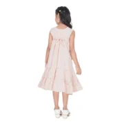 Girl's Slub Printed Sleeve Less Round Neck Dress (Brown) - Image 3