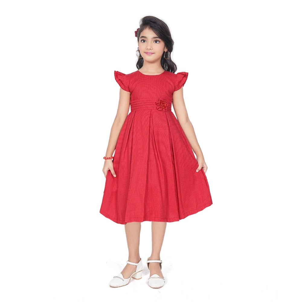 PID-63813-Generic-Girl-s-Rayon-Printed-Short-Sleeve-Round-Neck-Dress-RED-GREY-1-1000x1000-1.webp Girl's Rayon Soild Short Sleeve Round Neck Dress (Red) - Image 1