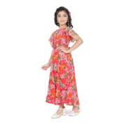 Girl's Shiffon Printed Short Sleeve Round Neck Dress (Multicolor) - Image 4