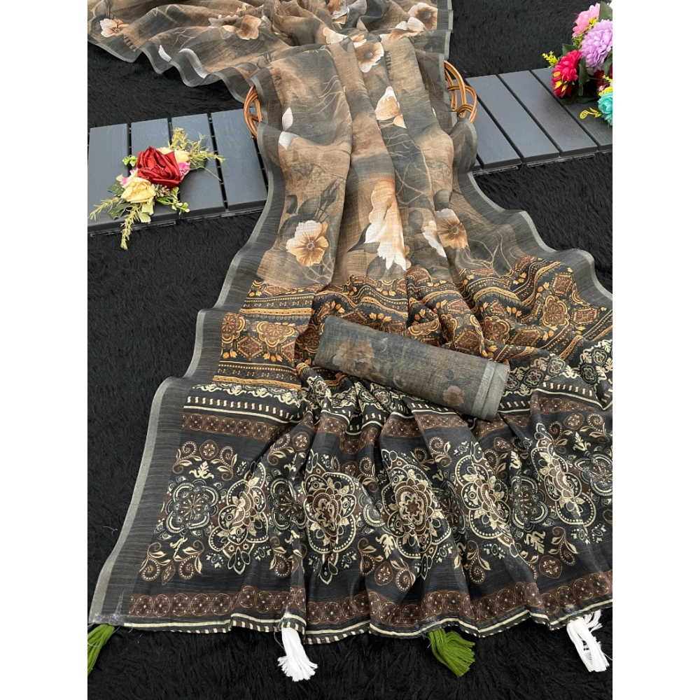 PID-63884-Women-s-Linen-Cotton-Printed-Saree-With-Unstitched-Blouse-5-5-Mtr-Beige-1-1000x1000-1.webp Women's Linen Cotton Printed Saree With Unstitched Blouse 5.5Mtr (Beige) - Image 1