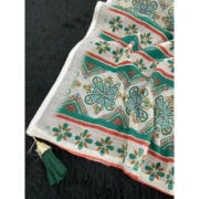 Women's Linen Cotton Printed Saree With Unstitched Blouse 5.5Mtr (Green) - Image 3
