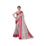 Women's Cotton Silk Printed Saree With Unstitched Blouse 5.5Mtr (Pink)