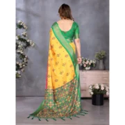 Women's Cotton Silk Printed Saree With Unstitched Blouse 5.5Mtr (Yellow) - Image 2