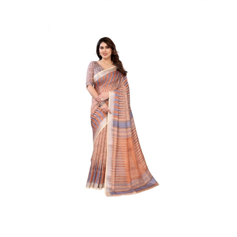 PID-63906-Women-s-Linen-Cotton-Printed-Saree-With-Unstitched-Blouse-5-5-Mtr-Brown-1-1000x1000-1.webp Women's Linen Cotton Printed Saree With Unstitched Blouse 5.5Mtr (Brown) - Image 1