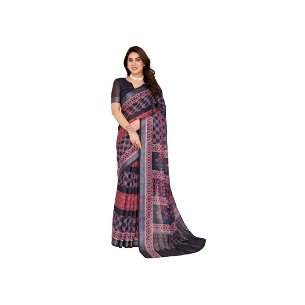 PID-63908-Women-s-Linen-Cotton-Printed-Saree-With-Unstitched-Blouse-5-5-Mtr-Black-1-1000x1000-1.webp Women's Linen Cotton Printed Saree With Unstitched Blouse 5.5Mtr (Black) - Image 1