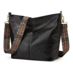 Women's PU Leather Zipper Handbag (Black)