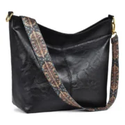 Women's PU Leather Zipper Handbag (Black) - Image 4