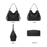 Women's PU Leather Zipper Handbag (Black) - Image 3