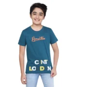 Boy's Cotton Grapic Printed Round Neck T-Shirt (Teal Green) - Image 5