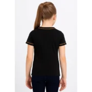 Girl's Cotton Printeded Round Neck T-Shirt (Black) - Image 2