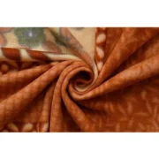 Fleece Floral Printed Double Polar Warm Bedsheet with 2 Pillow Cover (Brown) - Image 2