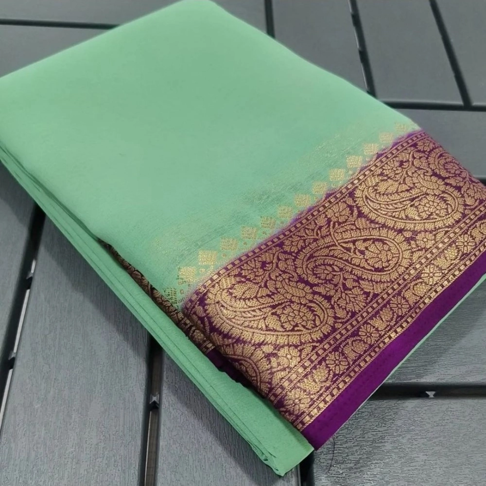 PID-64826-Women-s-Crape-Chit-Pallu-Solid-Saree-With-Unstitched-Blouse-5-5-Mtr-Light-Green-1-1000x1000-1.webp Women's Crepe Chit Pallu Solid Saree With Unstitched Blouse 5.5Mtr (Light Green) - Image 1