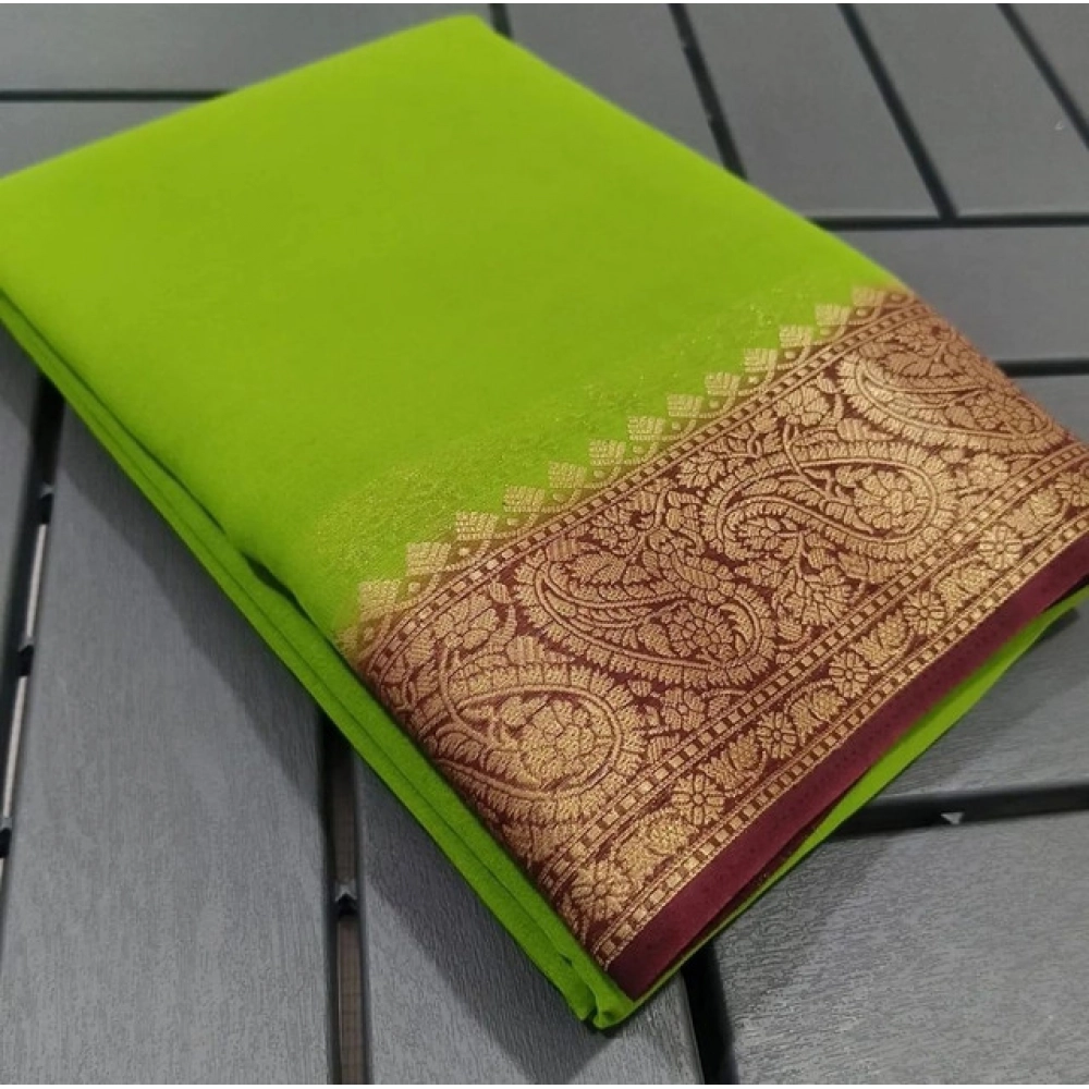 PID-64828-Women-s-Crape-Chit-Pallu-Solid-Saree-With-Unstitched-Blouse-5-5-Mtr-Green-1-1000x1000-1.webp Women's Crepe Chit Pallu Solid Saree With Unstitched Blouse 5.5Mtr (Green) - Image 1