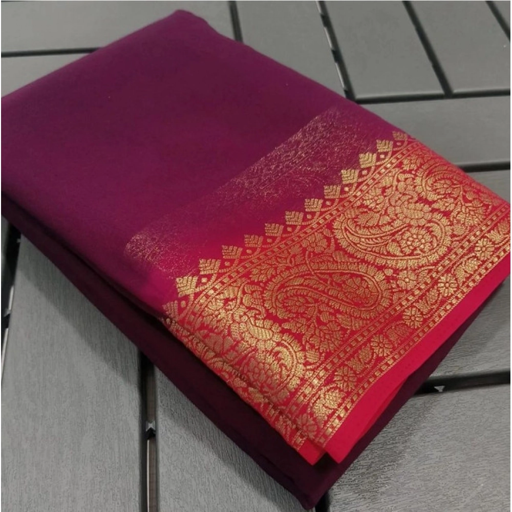 PID-64831-Women-s-Crape-Chit-Pallu-Solid-Saree-With-Unstitched-Blouse-5-5-Mtr-Pink-1-1000x1000-1.webp Women's Crepe Chit Pallu Solid Saree With Unstitched Blouse 5.5Mtr (Pink) - Image 1