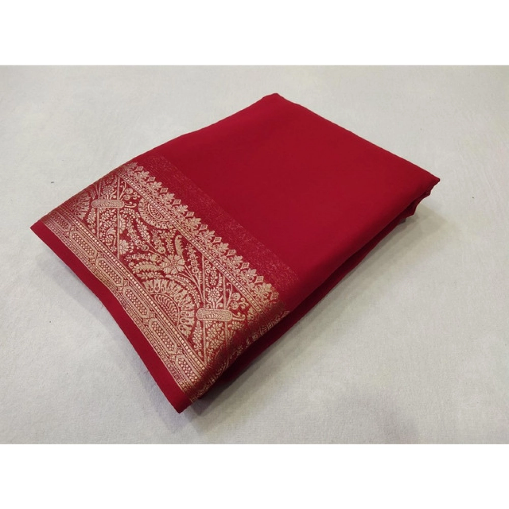 PID-64842-Women-s-Crape-Chit-Pallu-Solid-Saree-With-Unstitched-Blouse-5-5-Mtr-Red-1-1000x1000-1.webp Women's Crepe Chit Pallu Solid Saree With Unstitched Blouse 5.5Mtr (Red) - Image 1