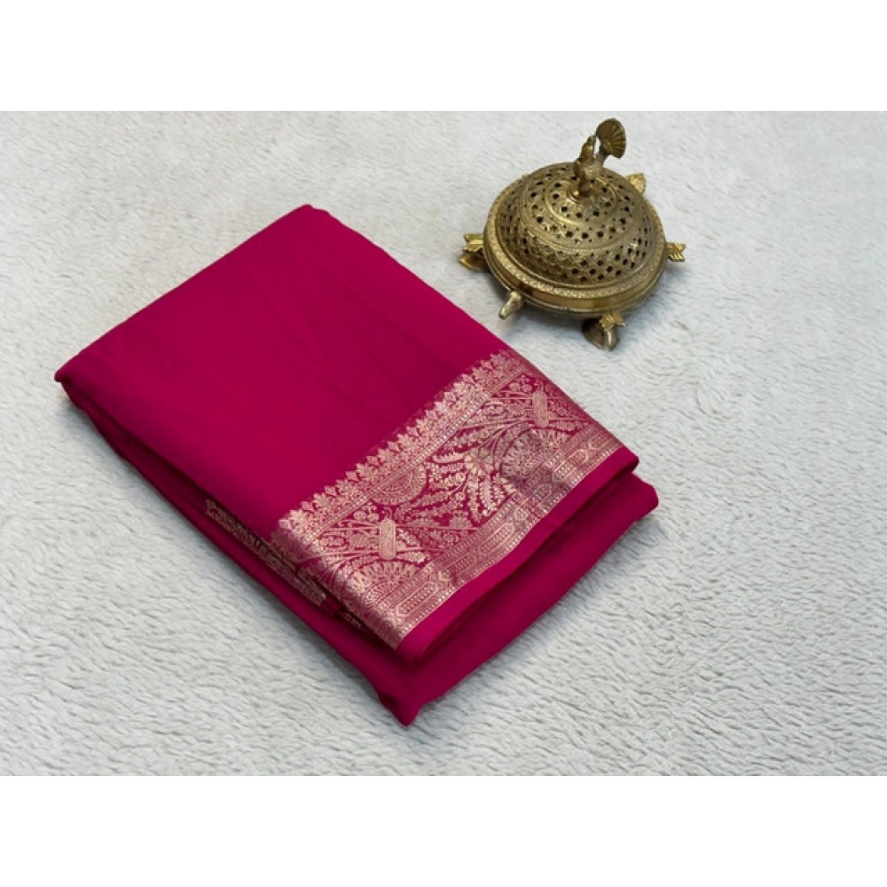 PID-64843-Women-s-Crape-Chit-Pallu-Solid-Saree-With-Unstitched-Blouse-5-5-Mtr-Pink-1-1000x1000-1.webp Women's Crepe Chit Pallu Solid Saree With Unstitched Blouse 5.5Mtr (Pink) - Image 1