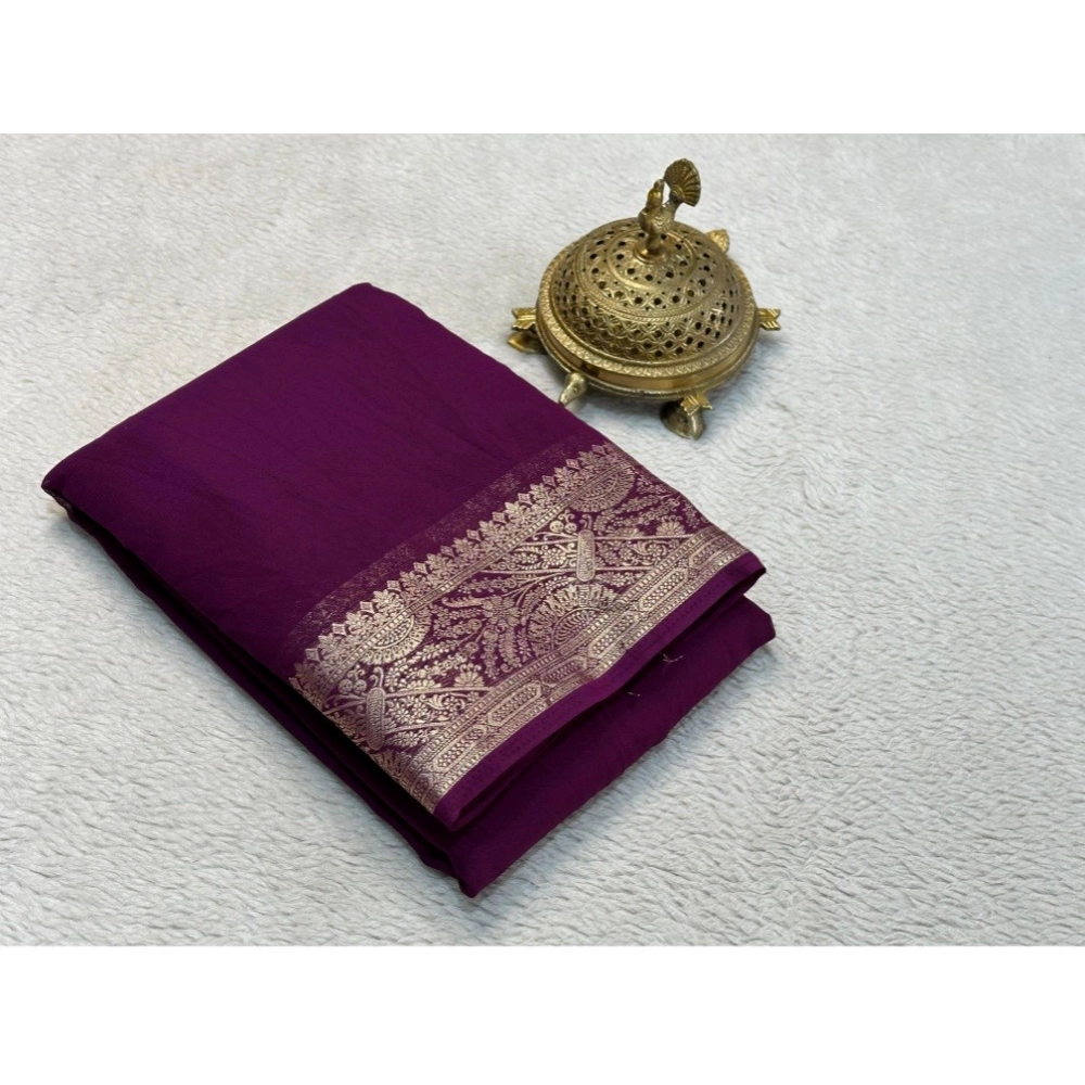 PID-64846-Women-s-Crape-Chit-Pallu-Solid-Saree-With-Unstitched-Blouse-5-5-Mtr-Purple-1-1000x1000-1.webp Women's Crepe Chit Pallu Solid Saree With Unstitched Blouse 5.5Mtr (Purple) - Image 1
