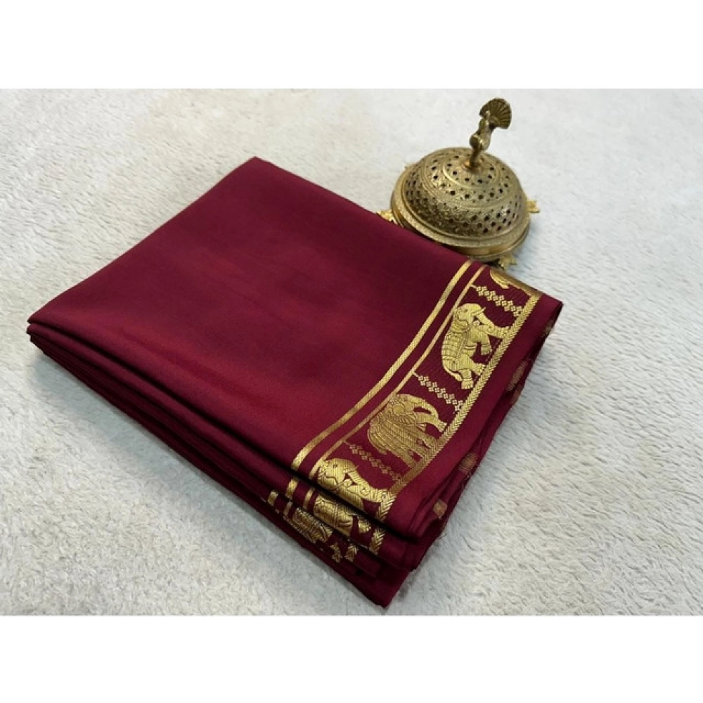 PID-64850-Women-s-Crape-Chit-Pallu-Solid-Saree-With-Unstitched-Blouse-5-5-Mtr-Maroon-1-1000x1000-1.webp Women's Crepe Chit Pallu Solid Saree With Unstitched Blouse 5.5Mtr (Maroon) - Image 1