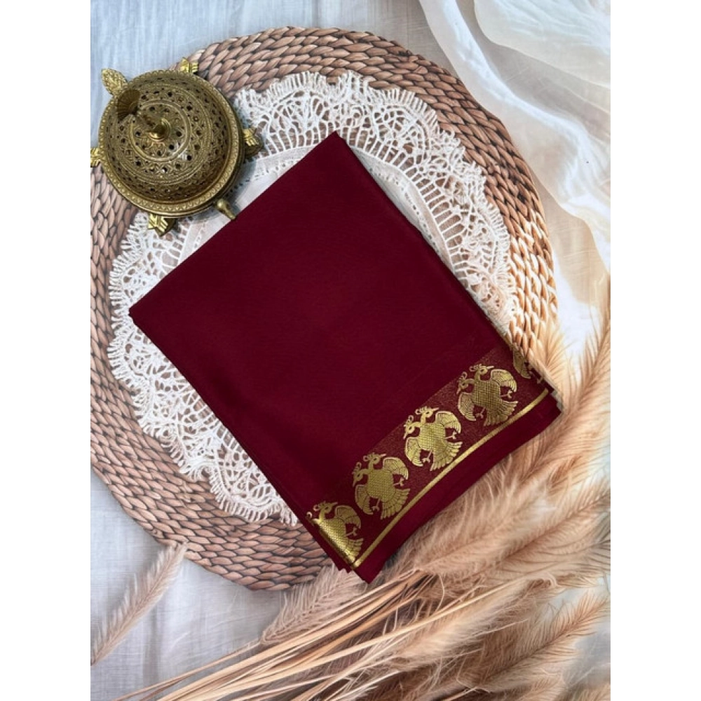 PID-64870-Women-s-Crape-Chit-Pallu-Solid-Saree-With-Unstitched-Blouse-5-5-Mtr-Maroon-1-1000x1000-1.webp Women's Crepe Chit Pallu Solid Saree With Unstitched Blouse 5.5Mtr (Maroon) - Image 1