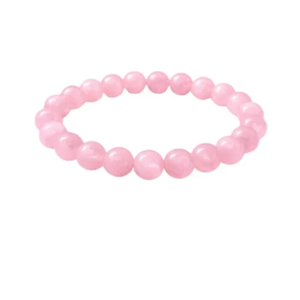Natural Crystal 8mm Rose Quartz Bracelet (Light Pink)