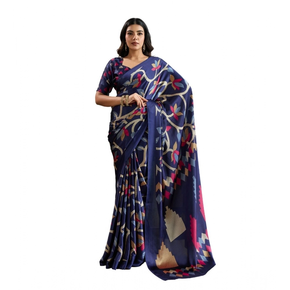 PID-65064-Women-s-Satin-Crepe-Printed-Saree-With-Unstitched-Blouse-5-5-Mtr-Navy-Blue-1-1000x1000-1.webp Women's Satin Crepe Printed Saree With Unstitched Blouse 5.5Mtr (Navy Blue) - Image 1