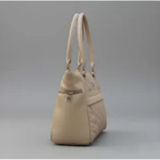 Women's PU Leather Solid Shoulder Zipper Handbag (Beige) - Image 5