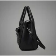 Women's PU Leather Solid Shoulder Zipper Handbag (Black) - Image 4