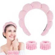 Generic Pack of 2 Spa Headband And Wristband Set (Pink) - Image 3