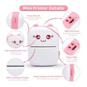 Generic Mini Printer (Pink-White) - Image 4
