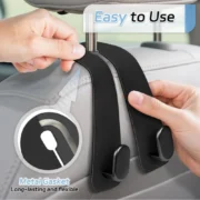 Generic Pack of 2 Leather Car Seat Headrest Hook (Black) - Image 2