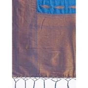 Generic Women's Banarasi Silk Printed Saree With Unstitched Blouse 5.5Mtr (Royal Blue) - Image 2