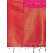 Generic Women's Banarasi Silk Printed Saree With Unstitched Blouse 5.5Mtr (Magenta) - Image 2