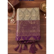 Generic Women's Cotton Printed Saree With Unstitched Blouse 5.5Mtr (Multicolor) - Image 3