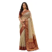Generic Women's Cotton Printed Saree With Unstitched Blouse 5.5Mtr (Multicolor) - Image 5