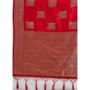 Generic Women's Silk Blend Printed Saree With Unstitched Blouse 5.5Mtr (Red) - Image 2