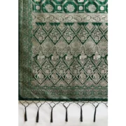 Generic Women's Silk Blend Printed Saree With Unstitched Blouse 5.5Mtr (Bottel Green) - Image 2