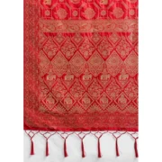 Generic Women's Silk Blend Printed Saree With Unstitched Blouse 5.5Mtr (Red) - Image 2