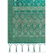 Generic Women's Silk Blend Printed Saree With Unstitched Blouse 5.5Mtr (Rama Green) - Image 2