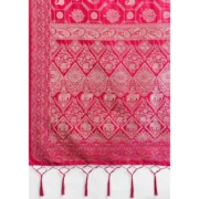 Generic Women's Silk Blend Printed Saree With Unstitched Blouse 5.5Mtr (Pink) - Image 2