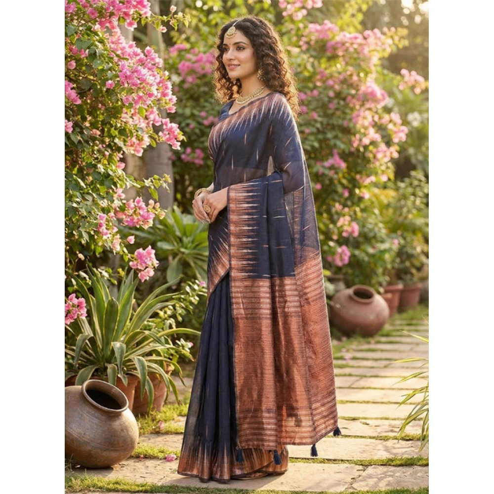 PID-67123-Women-s-Linen-Cotton-Printed-Saree-With-Unstitched-Blouse-5-5-Mtr-Navy-Blue-1-1000x1000-1.webp Generic Women's Linen Cotton Printed Saree With Unstitched Blouse 5.5Mtr (Navy Blue) - Image 1