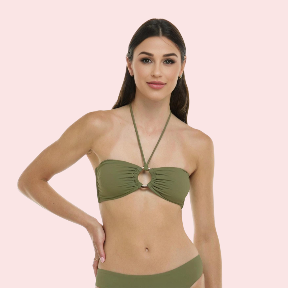UeHKqAUUA30BXGxLezorzeSUaBhJ4Bn4WoNYIVpt.png Olive Chic O-Ring Convertible Bandeau Bikini Topa (Top Only) - Image 1