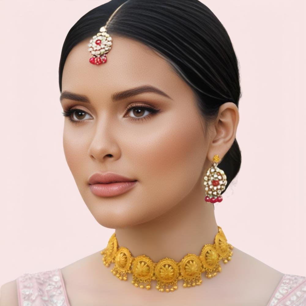 W0HkSKJYVoiwE4bHLLDpSclZBey7HnSXBtKPSyw9.jpg Royal Heritage Gold-Tone Temple Choker Necklace - Image 1