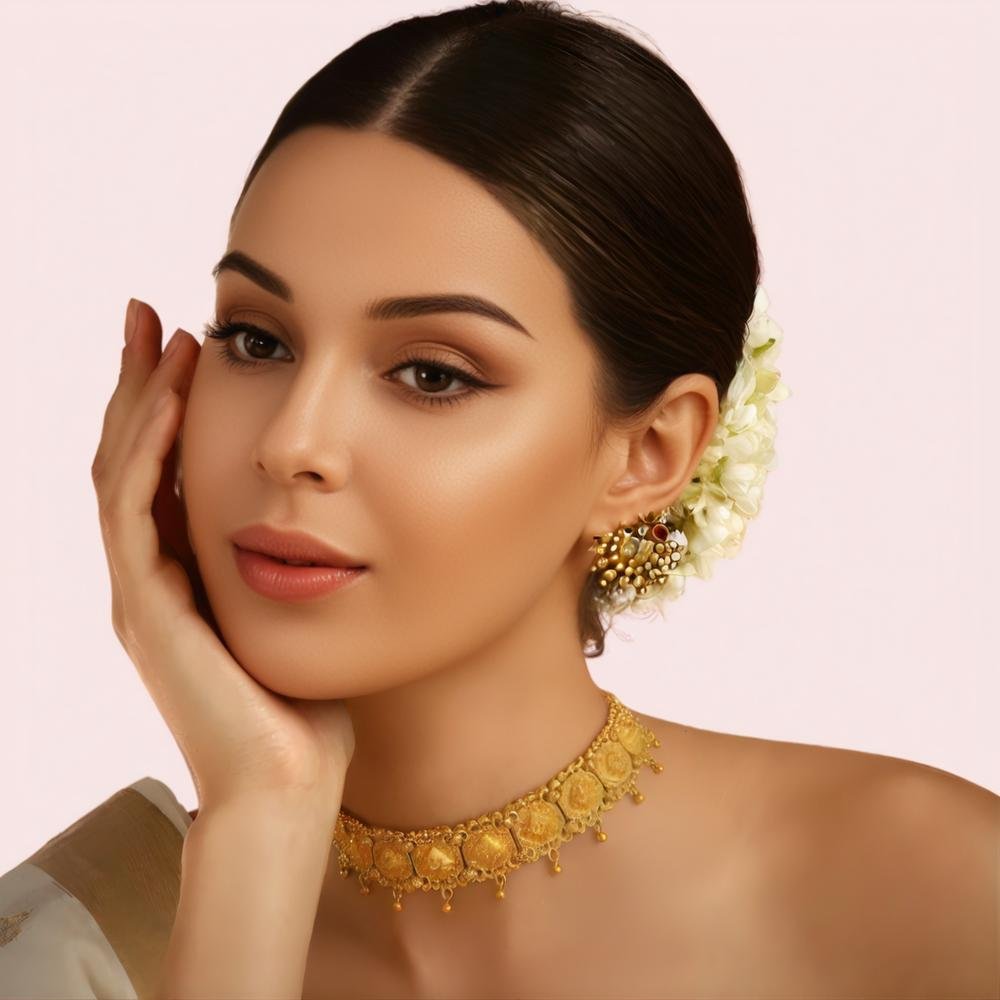 mWSvQDaZ3Lm1cFuSuOynag6Y57t1zN4Af2rmpCHt.jpg Heritage Lakshmi Coin Motif Gold-Plated Choker Necklace - Image 1