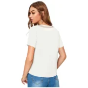 Generic Women's Polyester, Knitting Western Wear T-Shirt (White) - Image 2