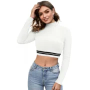 Generic Women's Western Wear Hosiery Crop-Top (White)