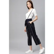 Generic Women's Casual Short Sleeve Striped Rayon Dungaree (Blue) - Image 3