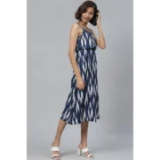 Generic Women's Casual Sleeveless Ikat Print Rayon Dress (Blue) - Image 5